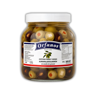 ACEITUNA MIX VERDE Y NEGRA RELLENA PROV-ALM-MORRON X 200G